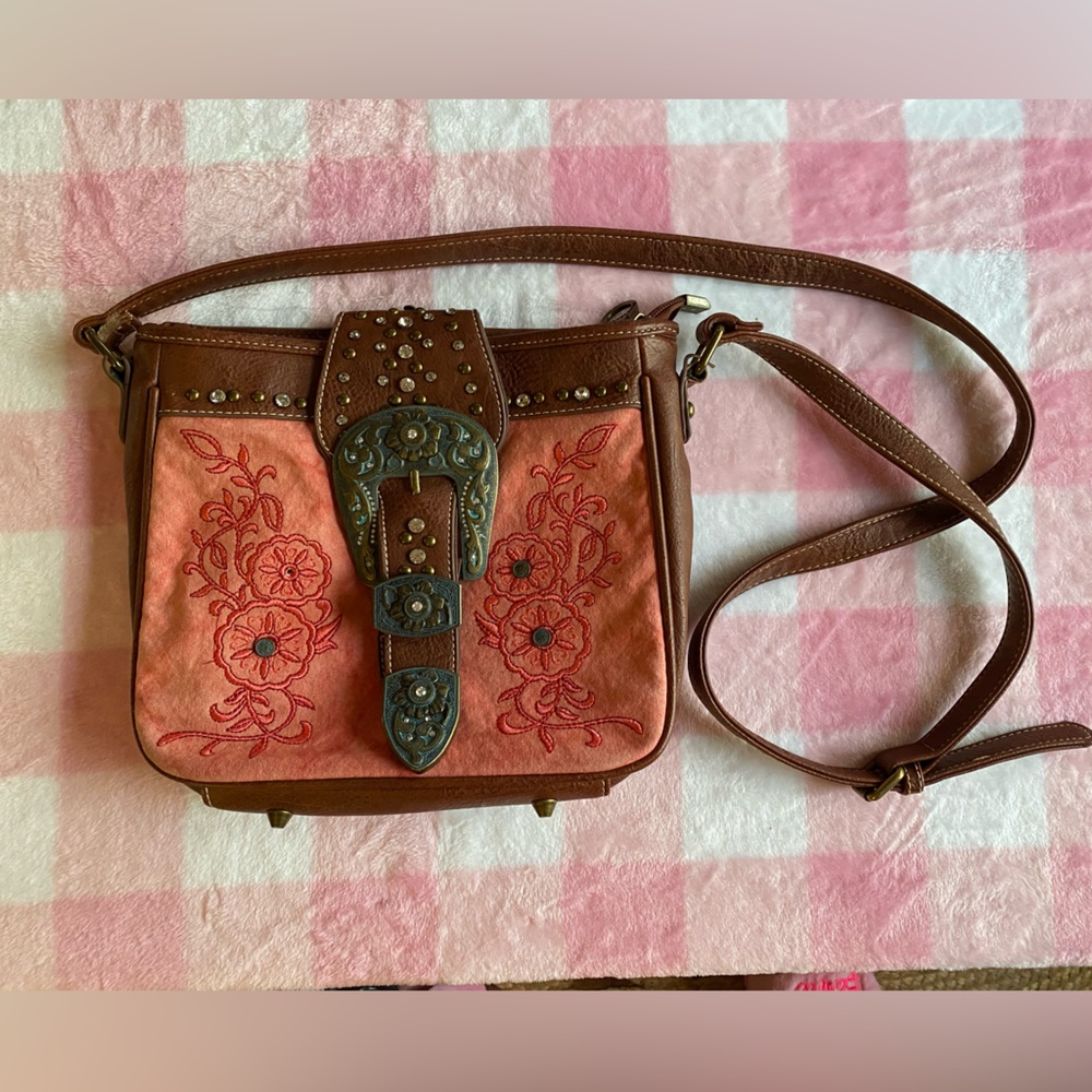 Montana west peach brown crossbody western purse